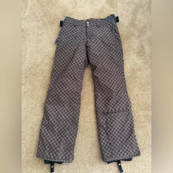Descente Brown Checkered Cargo Pants - Picture 1 of 4
